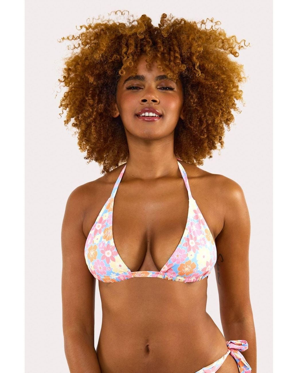Wolf & Whistle Brown Triangle Bikini Top Fuller Bust Exclusive