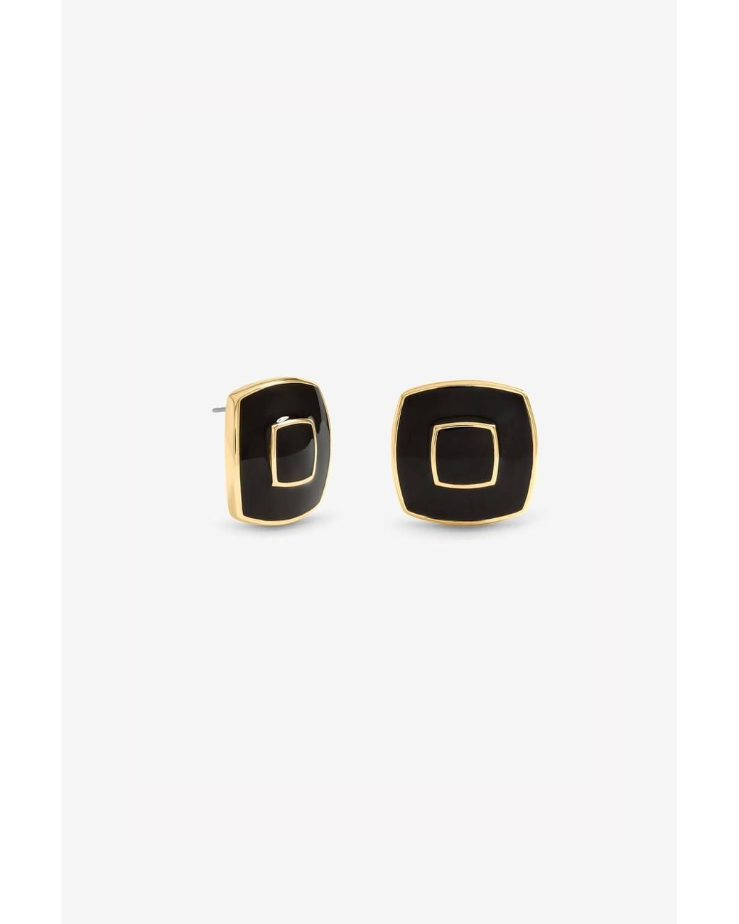 Jon Richard Black Plated & Enamel Square Earrings