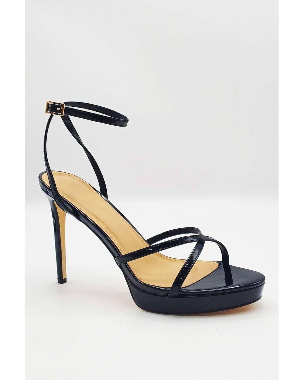 Miss Diva White Kalilah Crossover Strap Platform Heeled Sandals