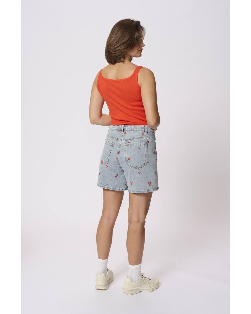 Kaffe Blue Babeth High Waisted Denim Shorts