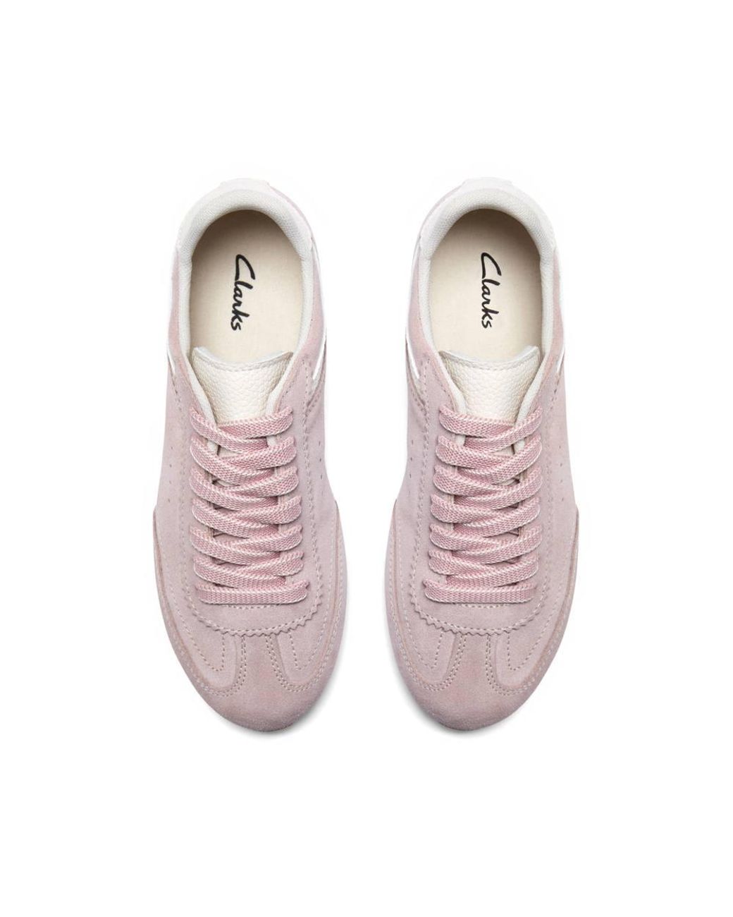 Clarks Pink Lorenza Lace Light Suede Trainers