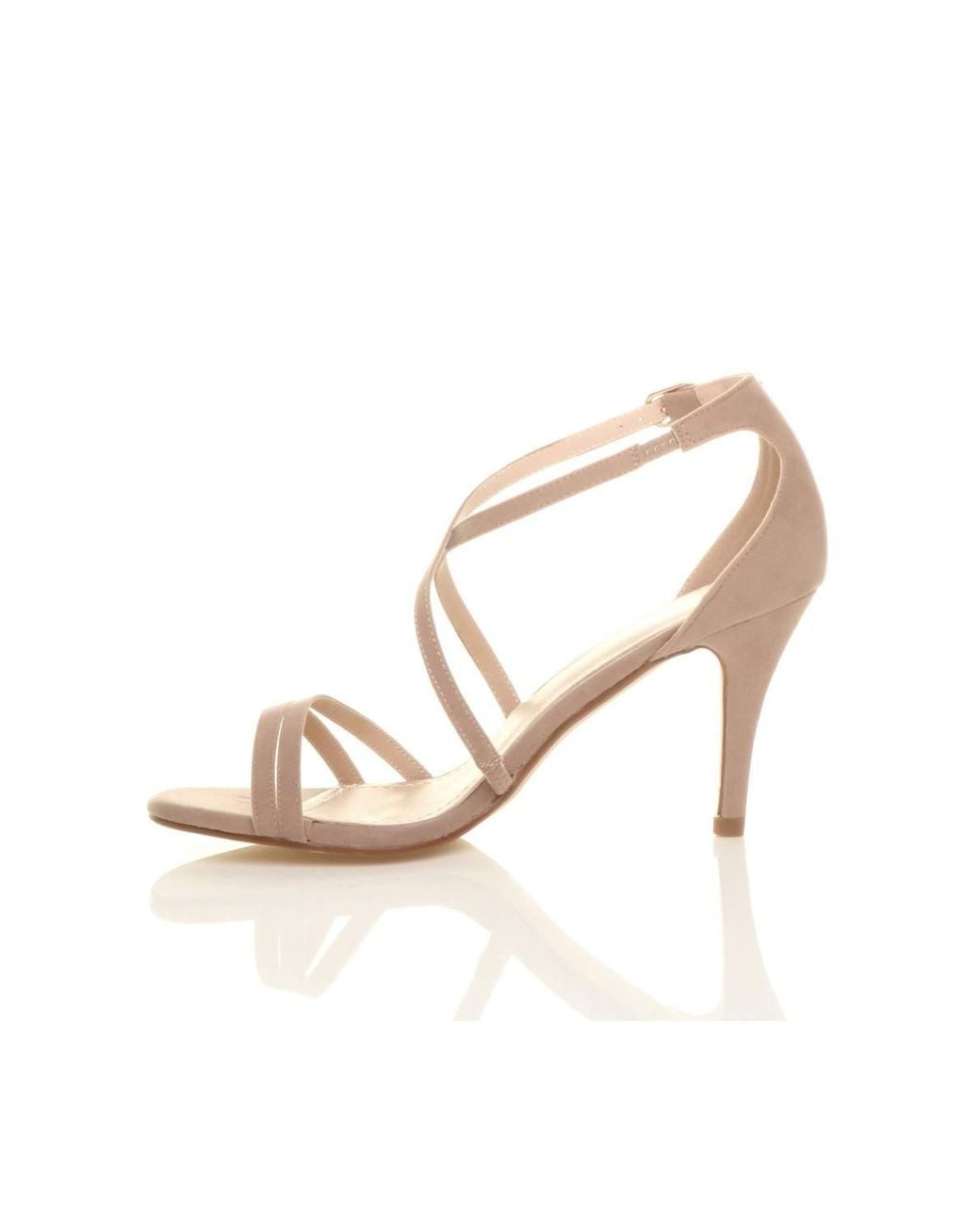 AJVANI Natural High Heel Crossed Straps Buckle Strappy Sandals