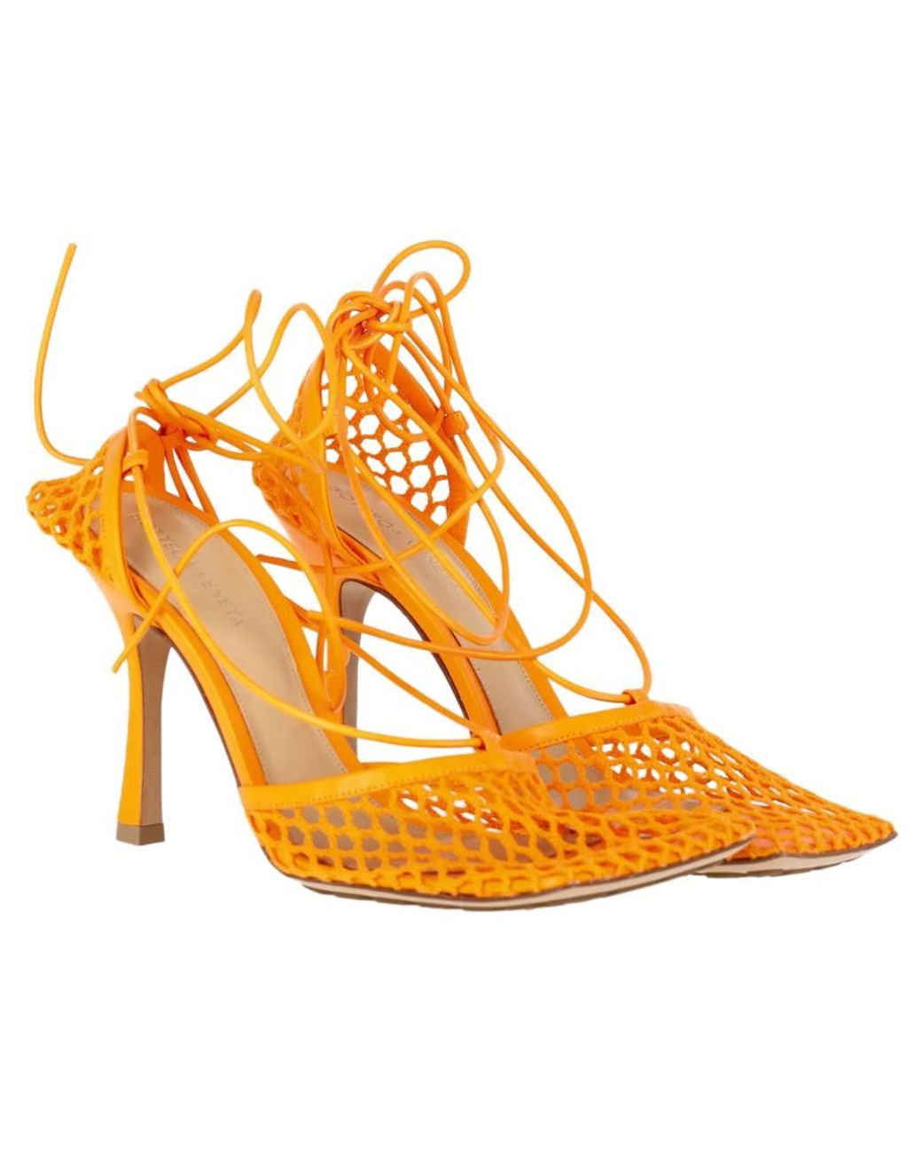 Bottega Veneta Yellow Preloved Stretch Lace Up Sandals