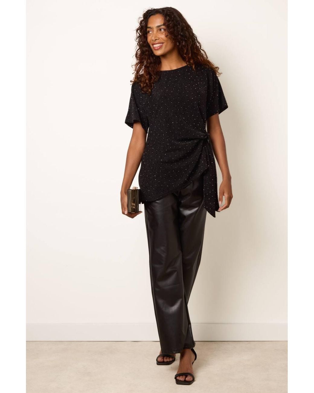 Blue Vanilla Black Short Sleeve Round Neck Top