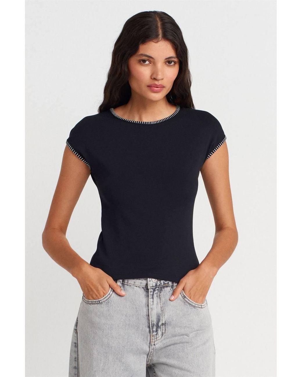 Dilvin Blue Slim Fit Cotton Jersey Crew Neck T-Shirt
