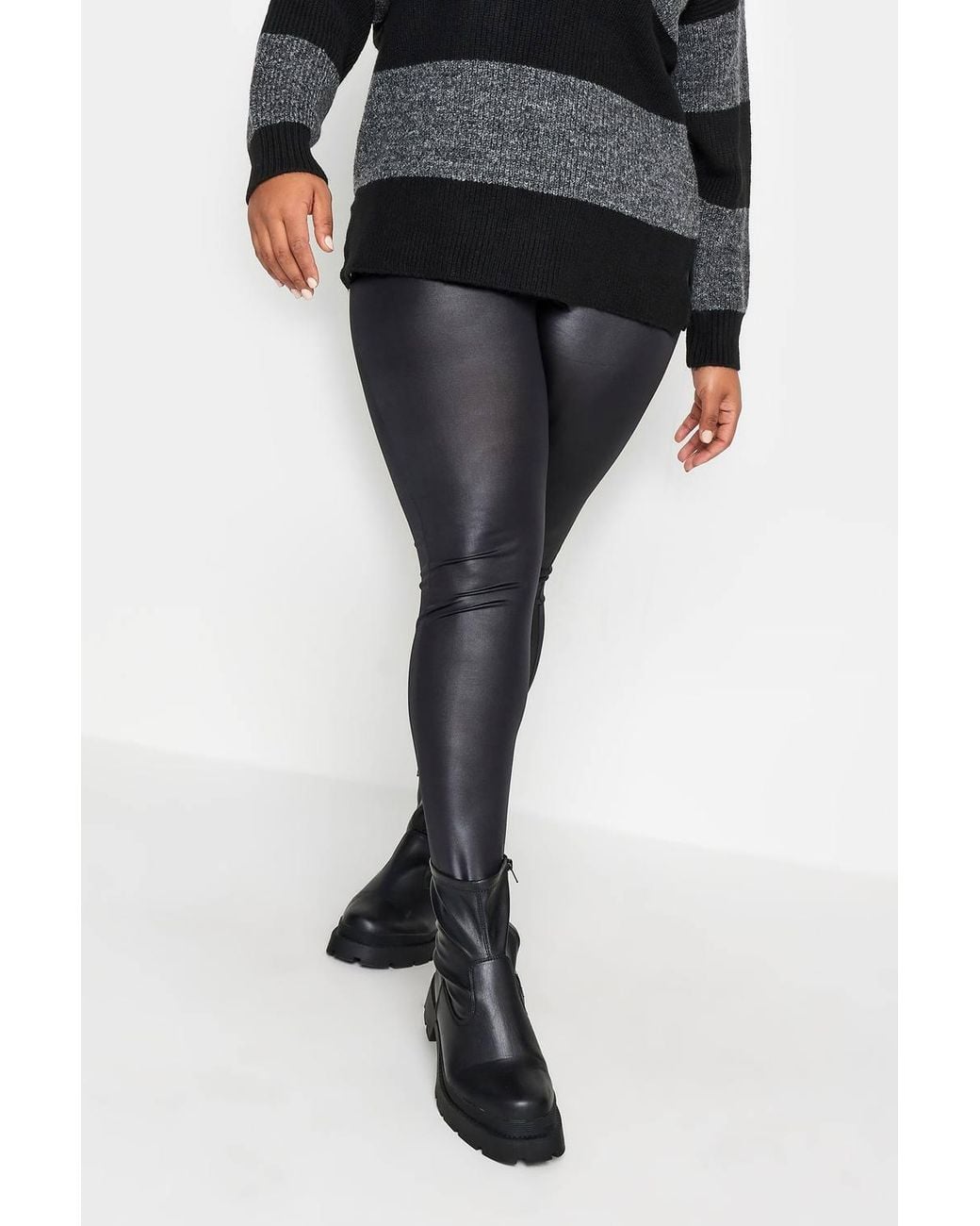 Yours Black Leather Look Leggings