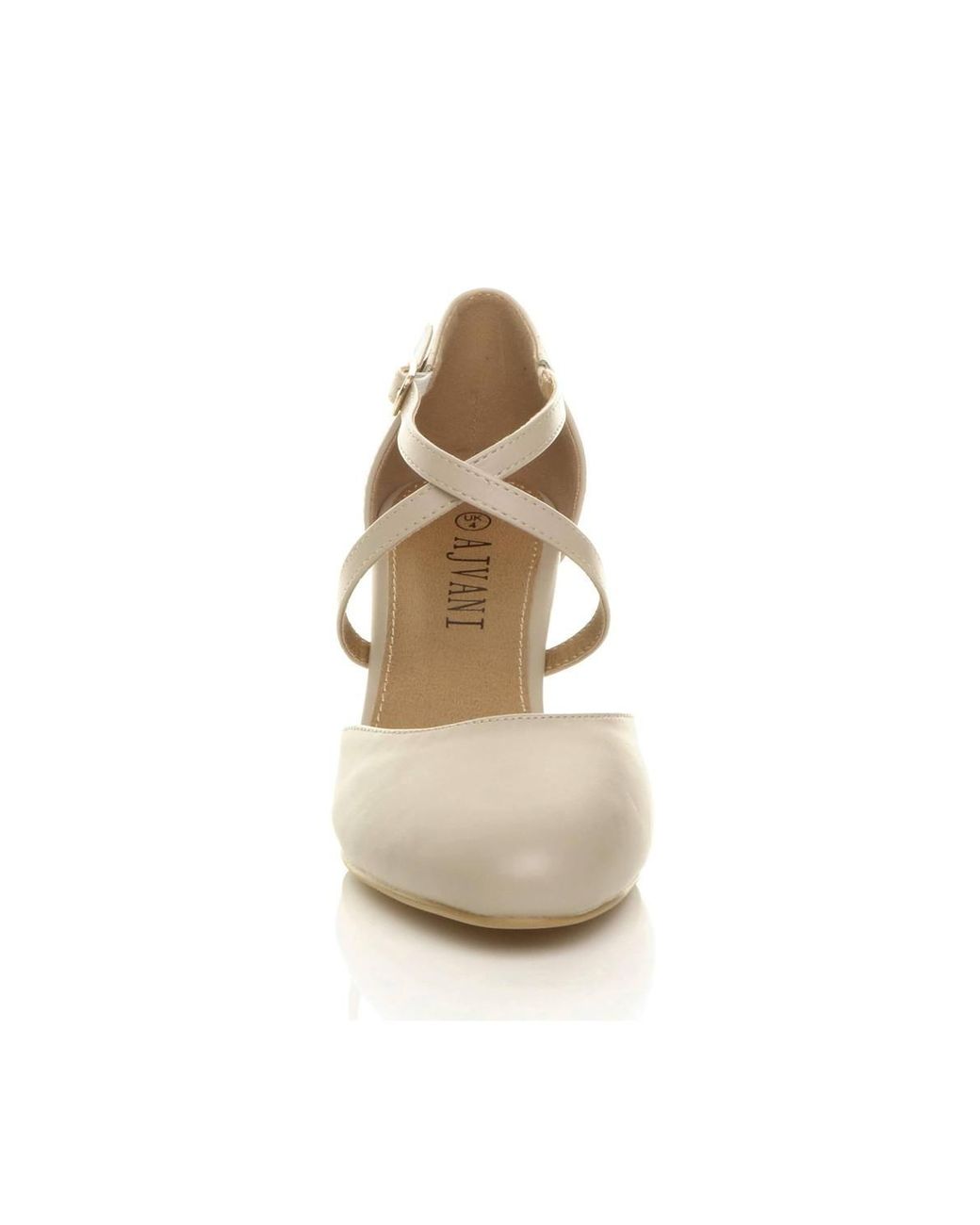 AJVANI Natural High Heel Crossed Straps Court Shoes