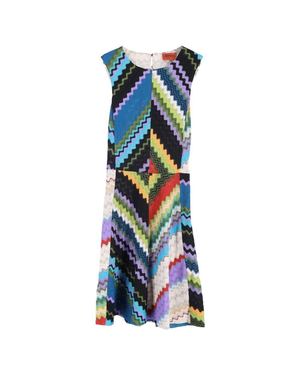 Missoni Blue Preloved Zig-Zag Patterned Knit Sleeveless Dress