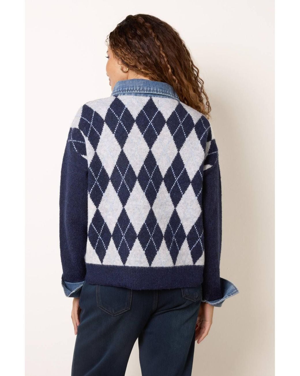 Blue Vanilla Blue Long Sleeve Collar Jumper