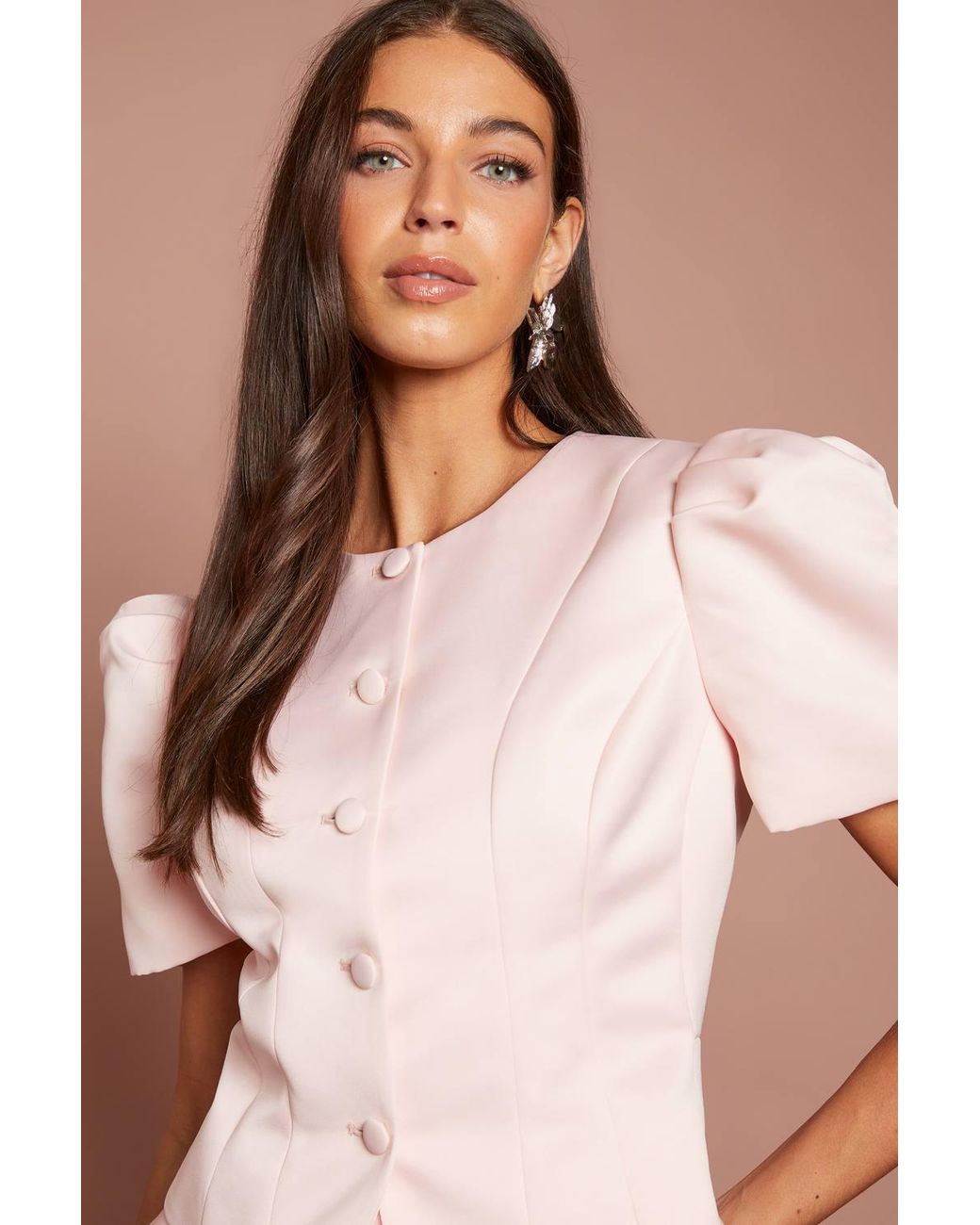 Coast Natural Short Sleeve Button Through Fitted Jacket