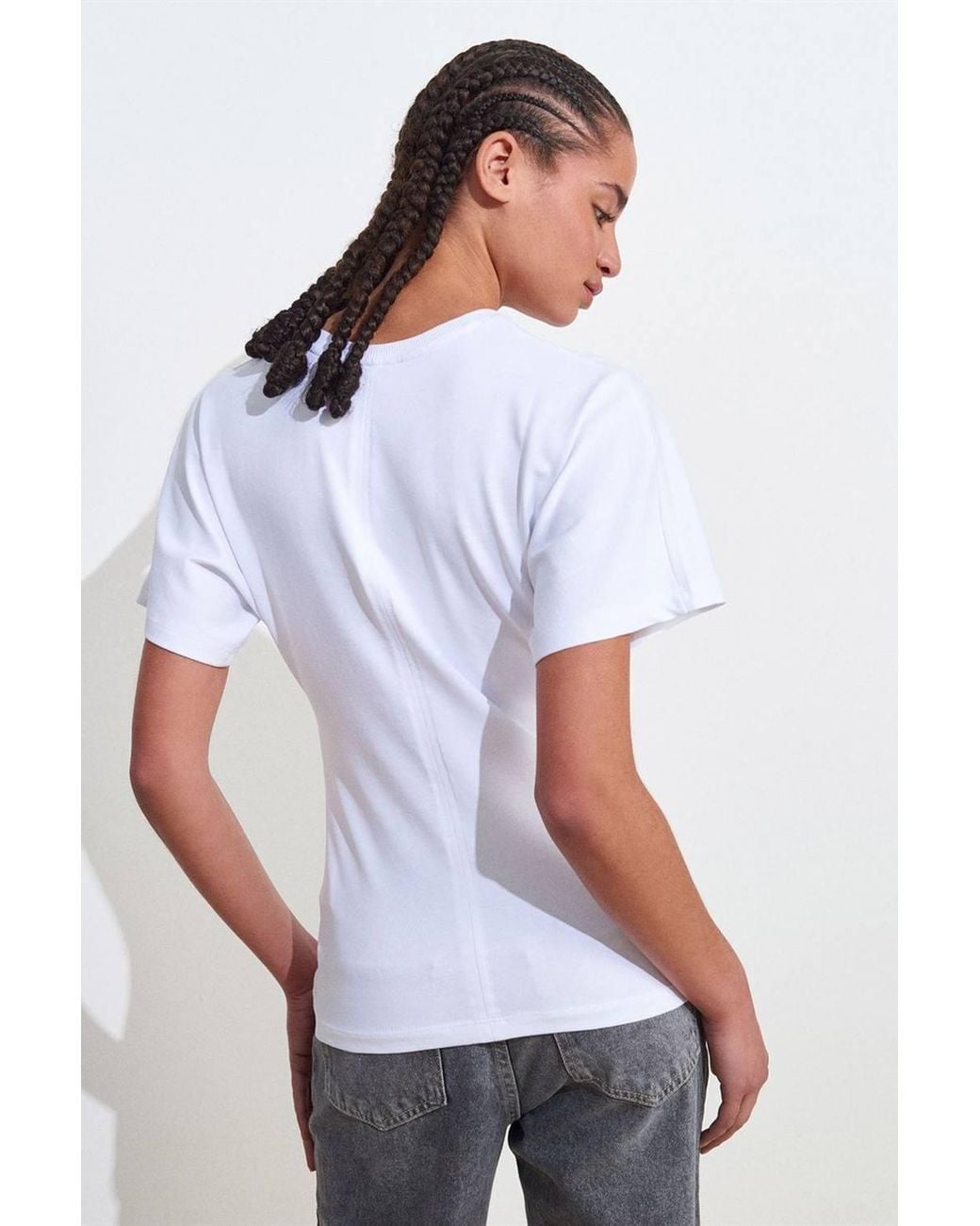 Dilvin White Cotton Crew Neck T-Shirt