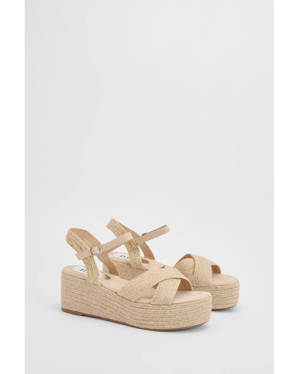Dorothy Perkins Brown Faith: Olivia Open Toe Platform Espadrille Wedge Sandals