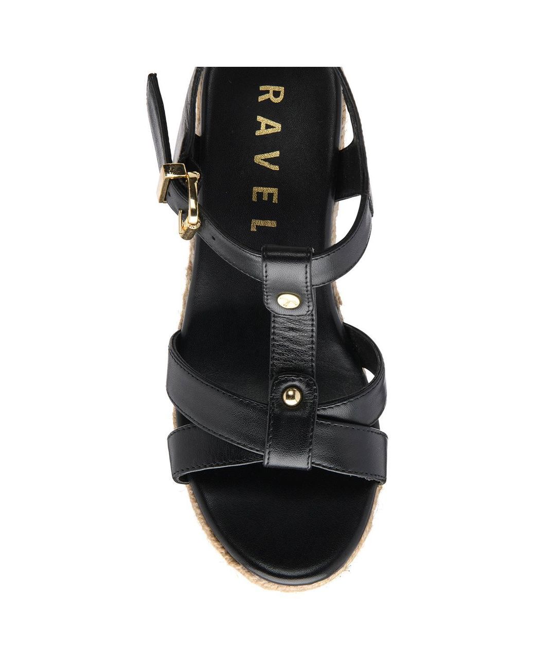 Ravel Black 'Elling' Leather Wedge Sandals