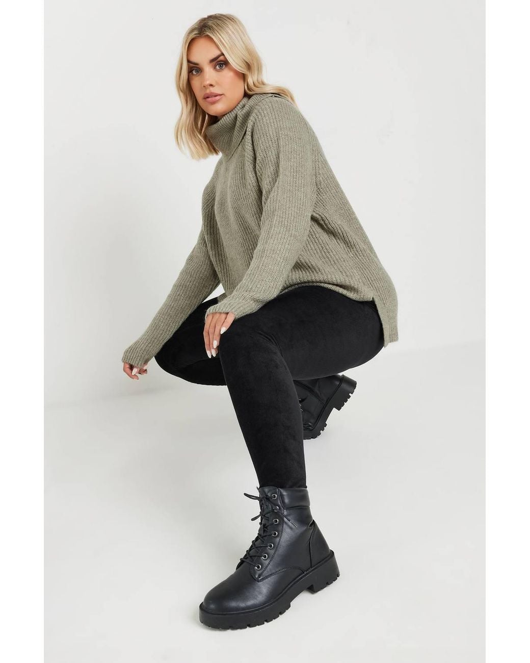 Yours Black Cord Leggings