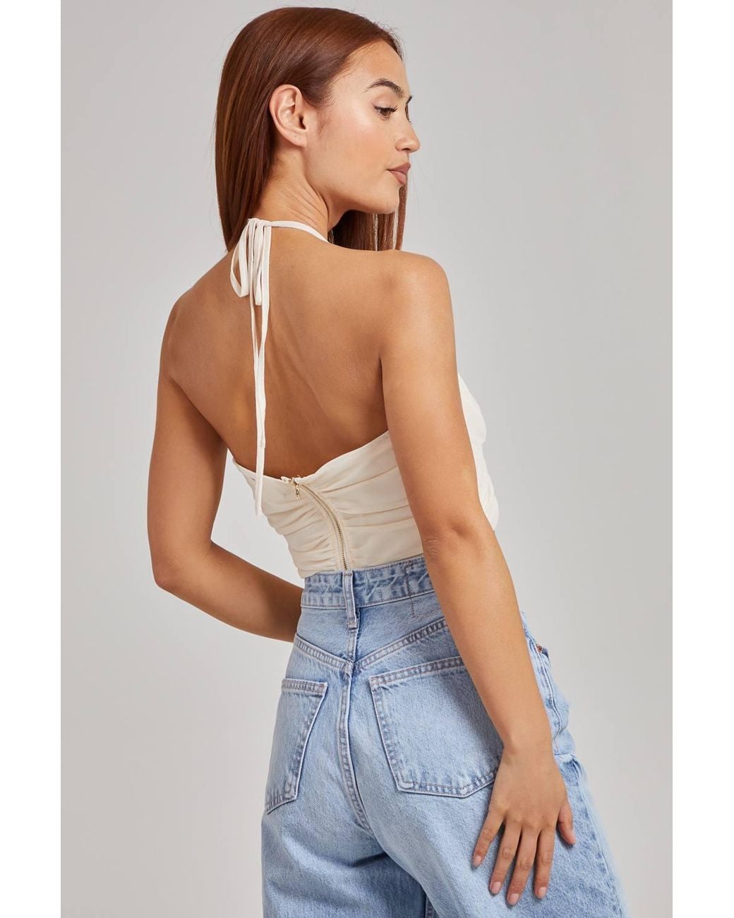 Pink Vanilla Blue Halterneck Cross Over Mesh Bralette