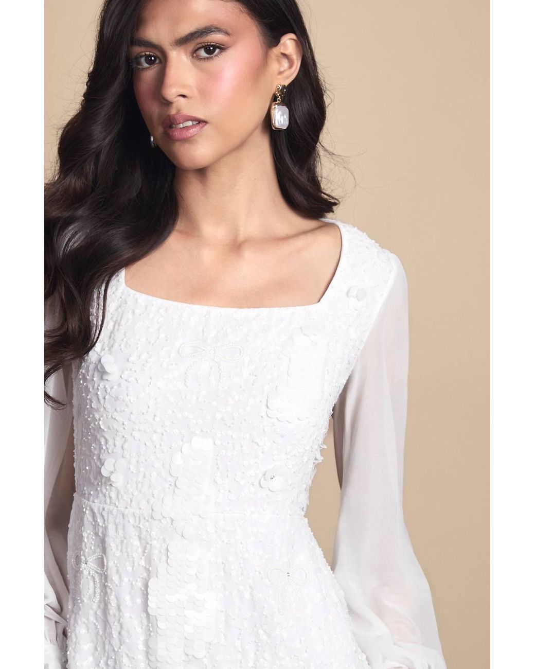 Coast Brown Bow Embellished Sleeve Mini Hen Dress