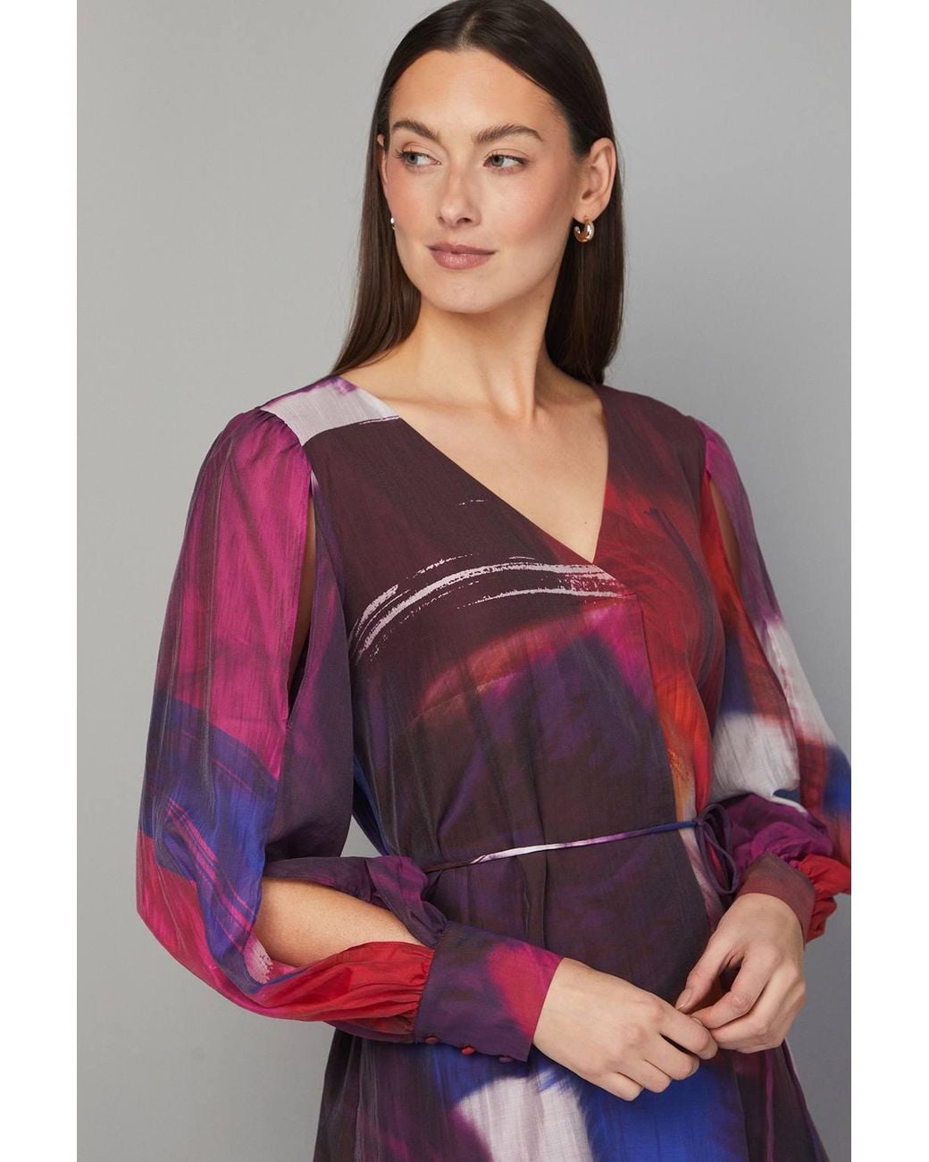 Wallis Red Abstract Trapeze Midi Dress