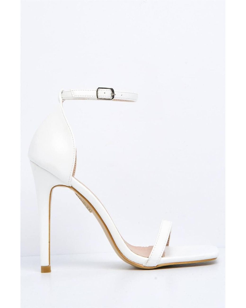 Miss Diva Black Aveena Pu Ankle Strap Square Toe Heeled Sandals