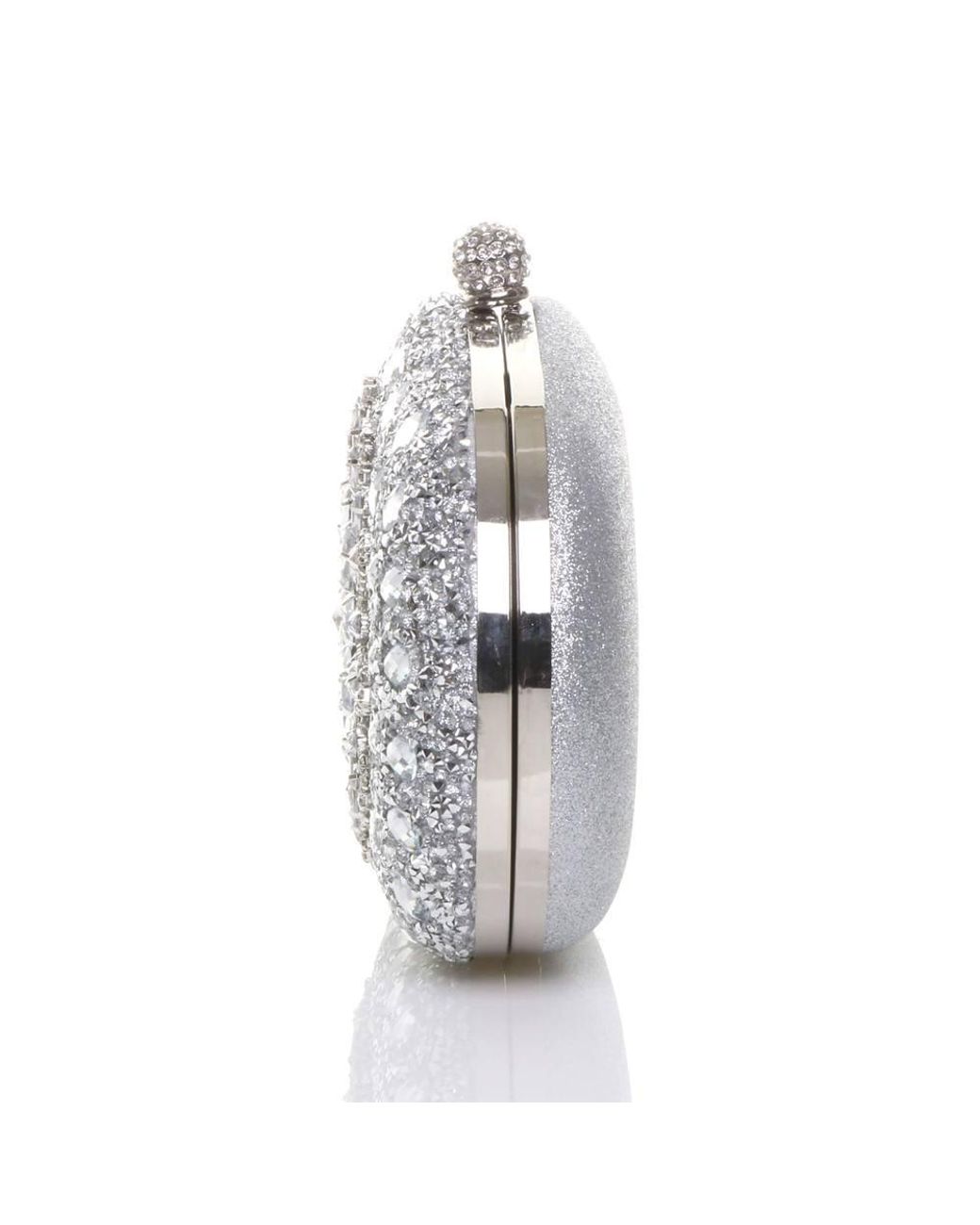AJVANI Metallic Diamante Embellished Oval Prom Clutch Bag