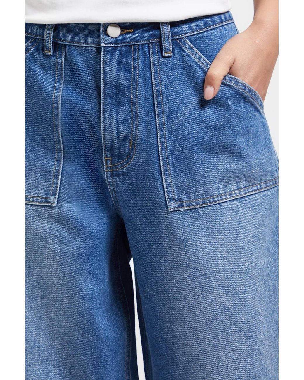Dorothy Perkins Blue Petite Wide Leg High Waist Denim Jeans