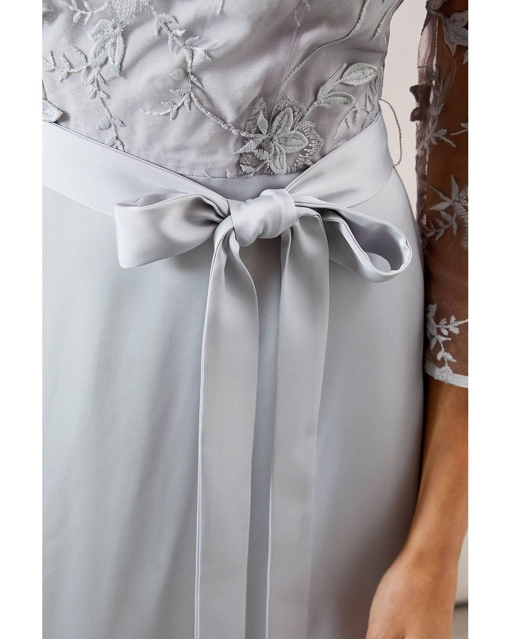 Wallis White Occasion Satin And Mesh Overlay Maxi Dress