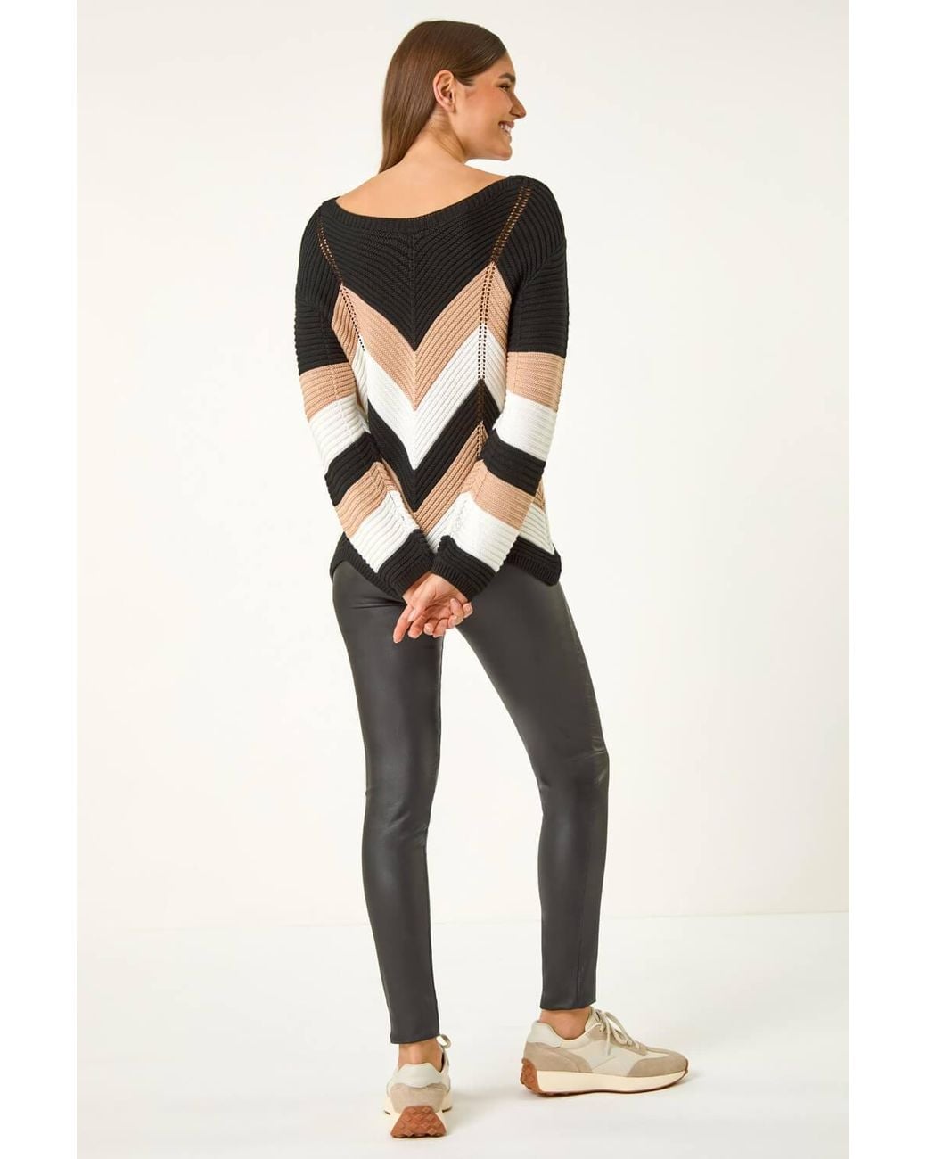 Roman Black Chevron Colour Block Jumper