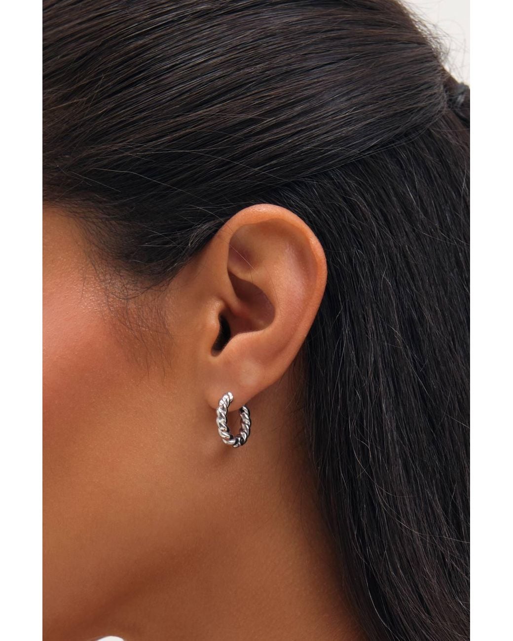 Jon Richard Metallic Platinum Plated Waterproof Twist Hoop Earrings