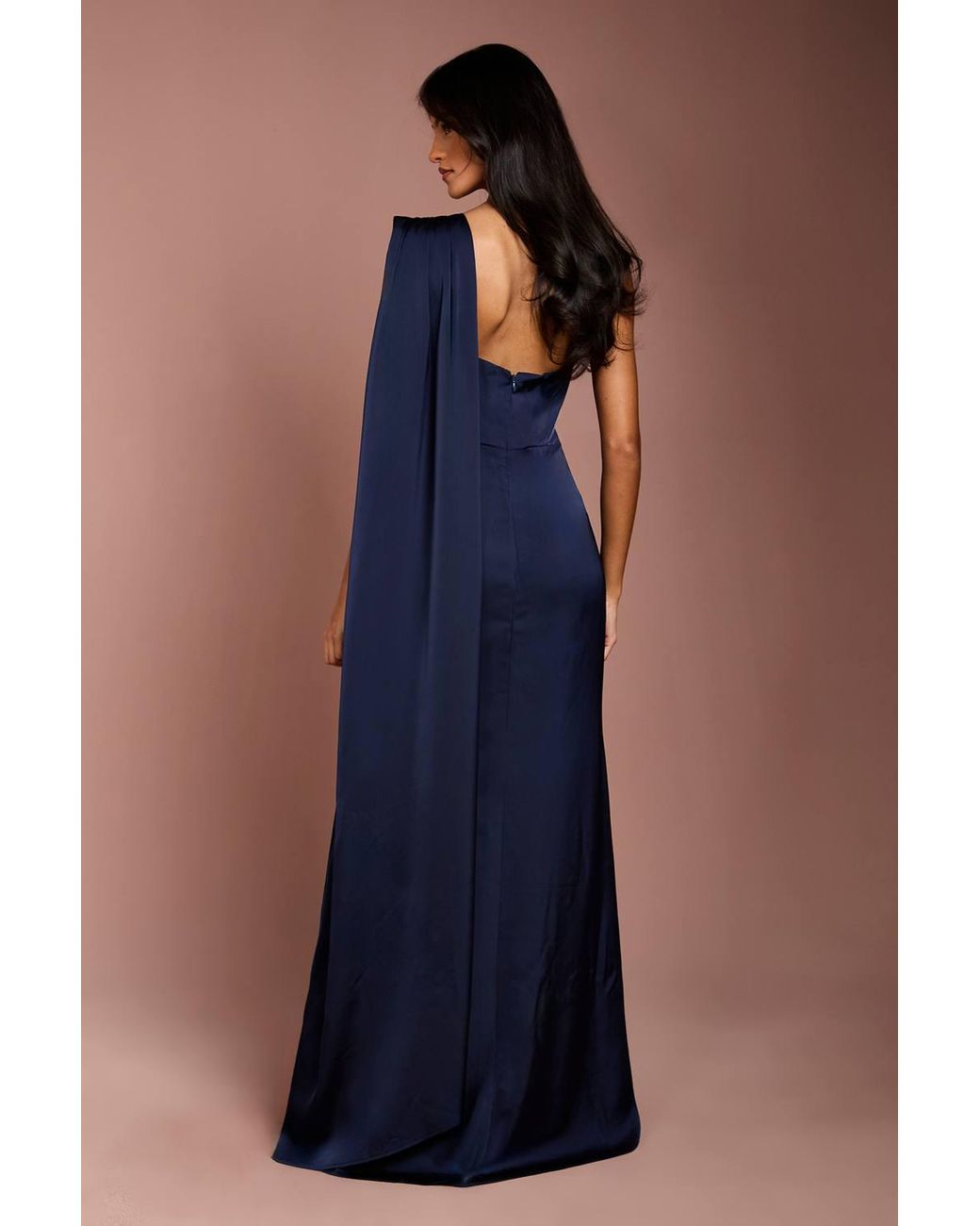 Coast Blue Honoured Petite Drape One Shoulder Satin Maxi Bridesmaid Dress