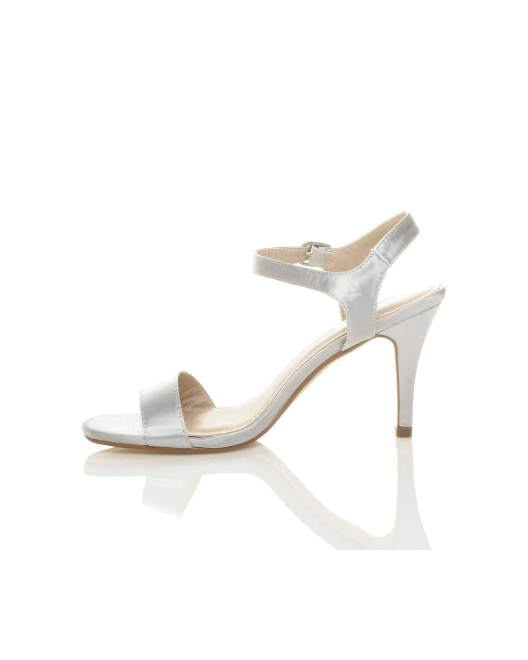 AJVANI White High Heel Barely There Strappy Sandals