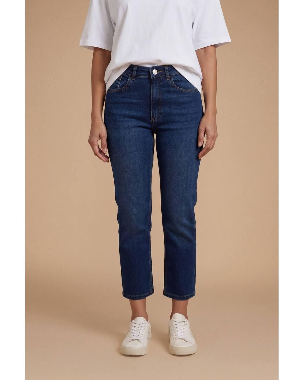 Dorothy Perkins Blue Petite Stretch Mom Jean