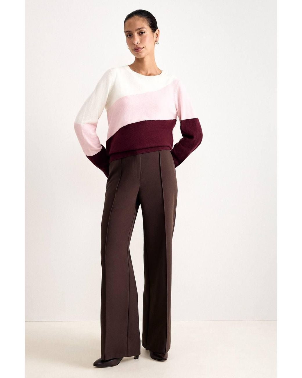 Phase Eight Red Ebonie Asymmetric Colour Block Jumper