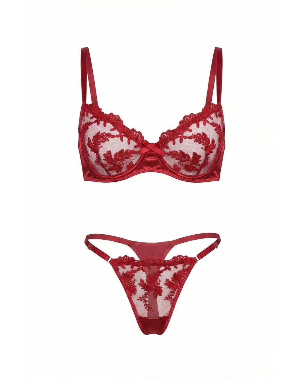 Little Nooks Valentines Elegant Embroidered Lingerie Bra Set