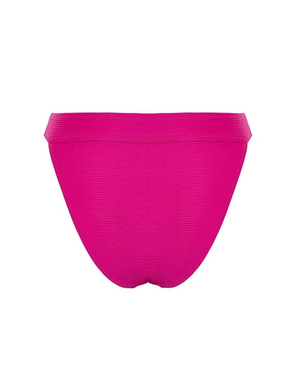 WOVCOR Pink Textured Regular Waist Bikini Bottom W/ Minimal High Leg Fit