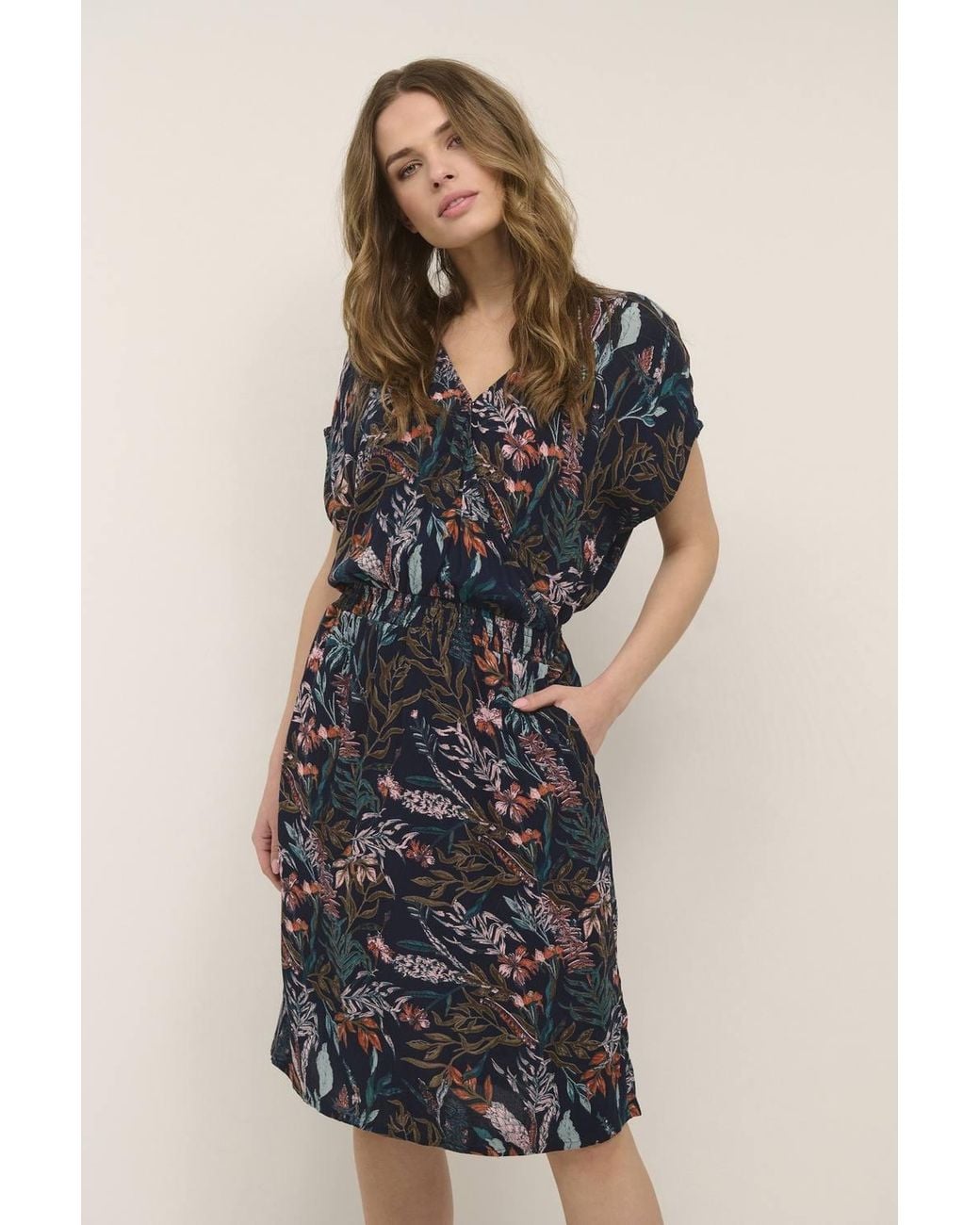 Kaffe Blue Jenn Knee-Length Short Sleeve Dress