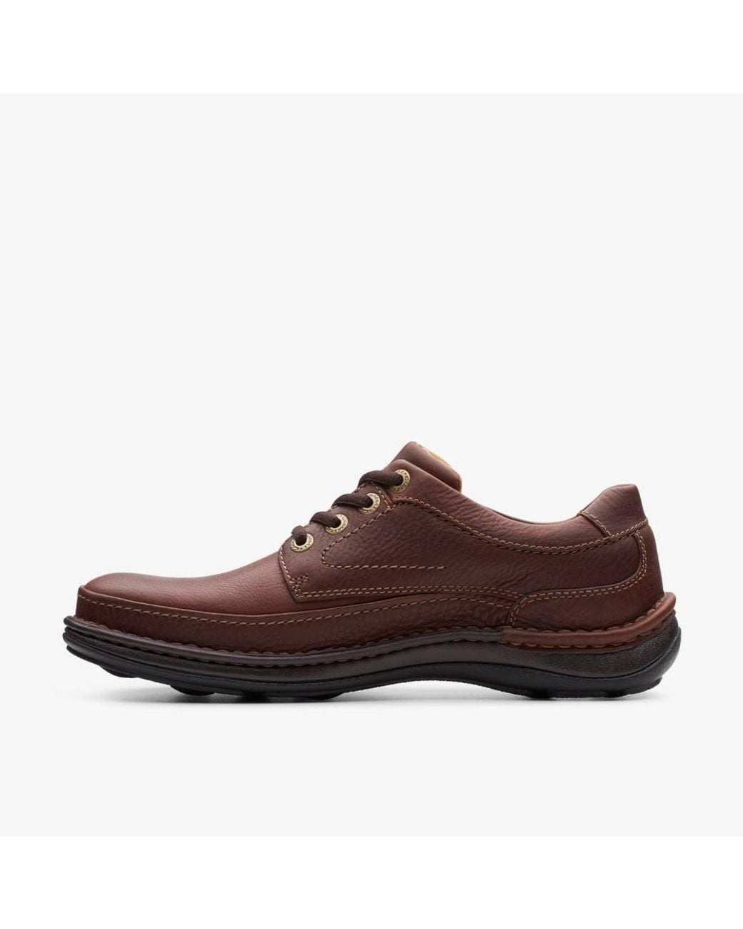 Clarks Brown Nature Three Mahogany Leather Derby Shoes, Lace Up for men