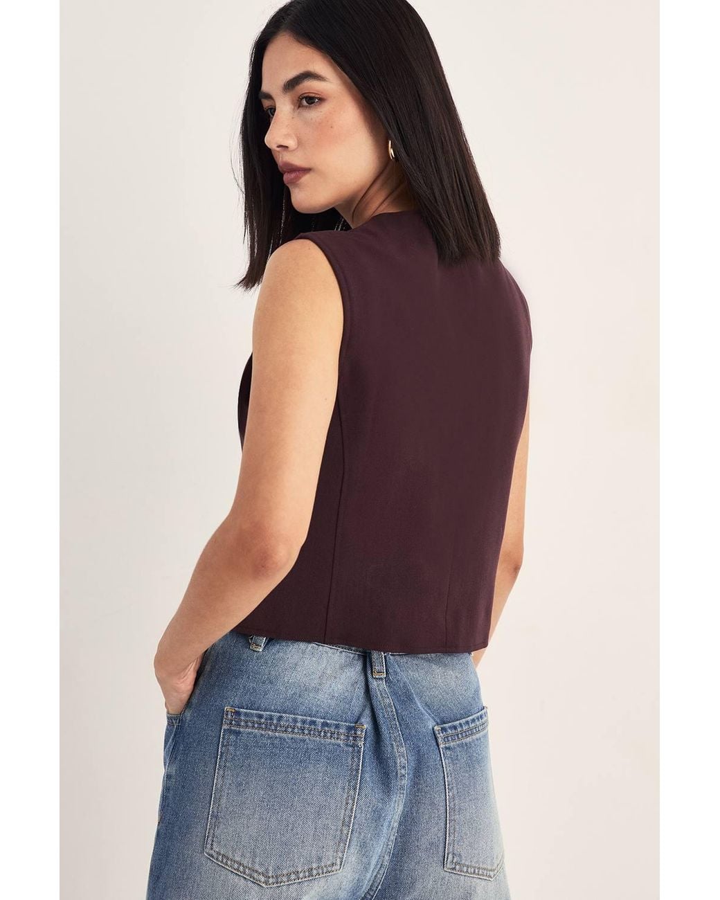 Nasty Gal Blue Tailored Boxy Button Through Waistcoat