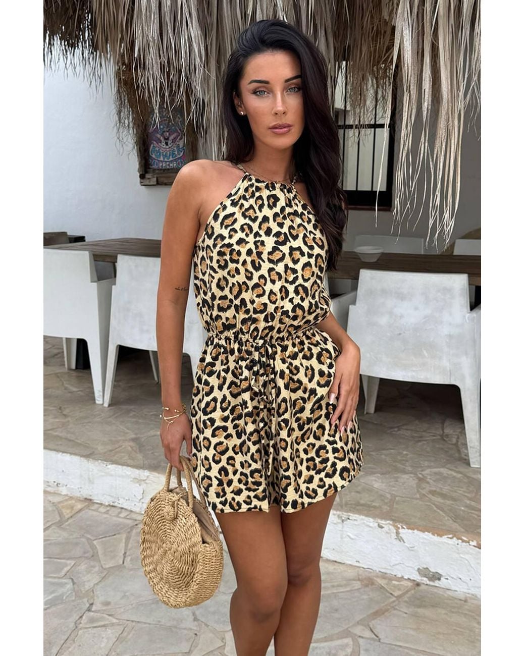 AX Paris Multicolor Multi Leopard Print Drawstring Waist Playsuit