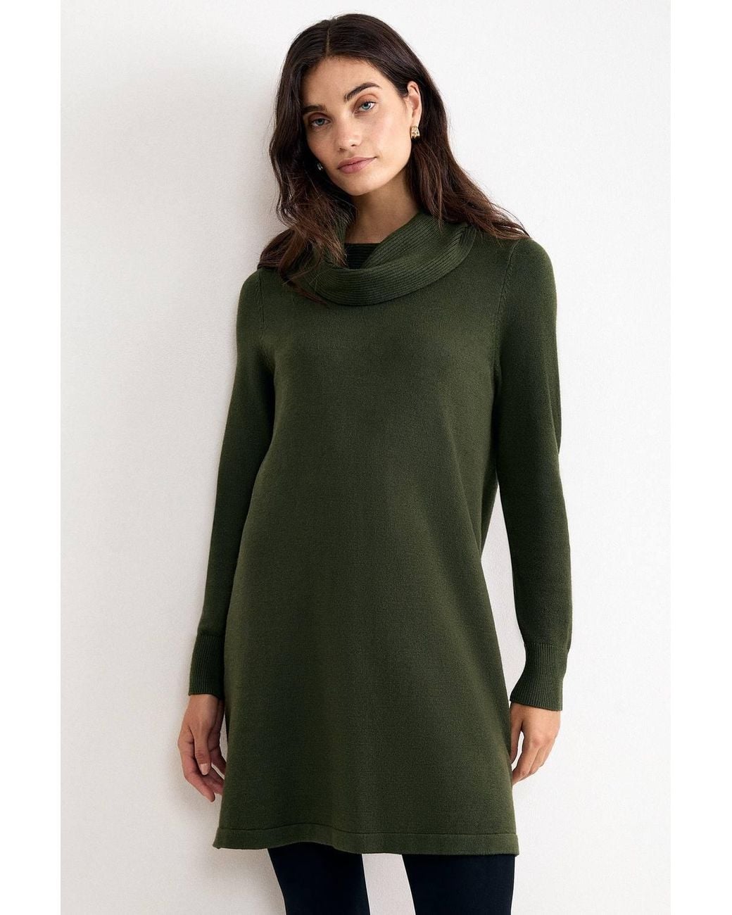 Phase Eight Green Ellie Roll Neck Knitted Jumper Dress