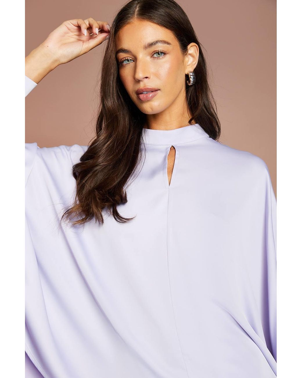 Coast Purple Satin Batwing Sleeve Shirt