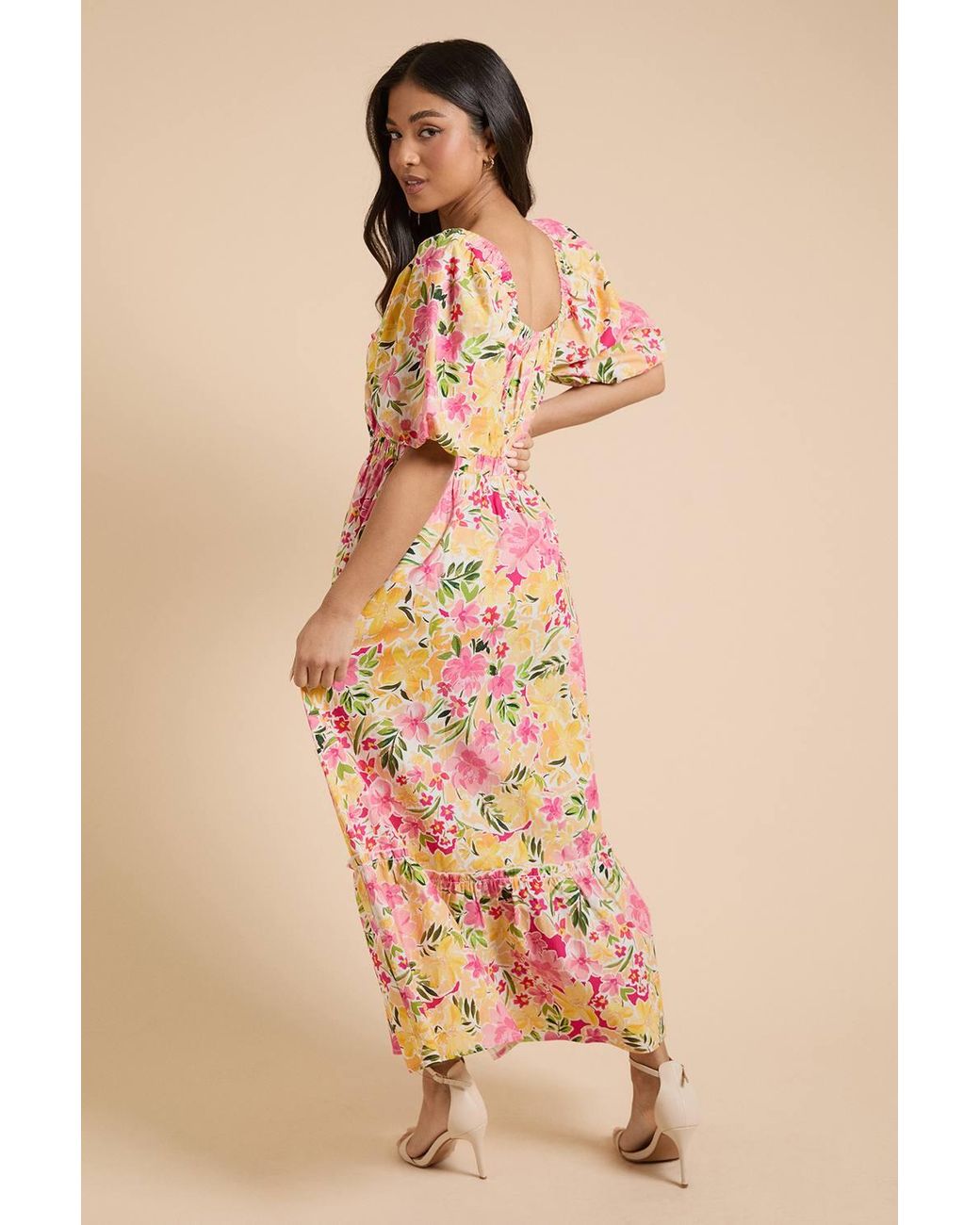 Dorothy Perkins Natural Petite Poplin Twist Front Midi Dress