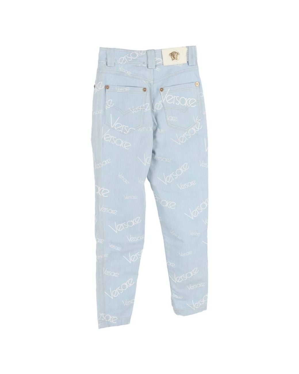 Versace Blue Preloved Logo Stamp High-Waisted Jeans