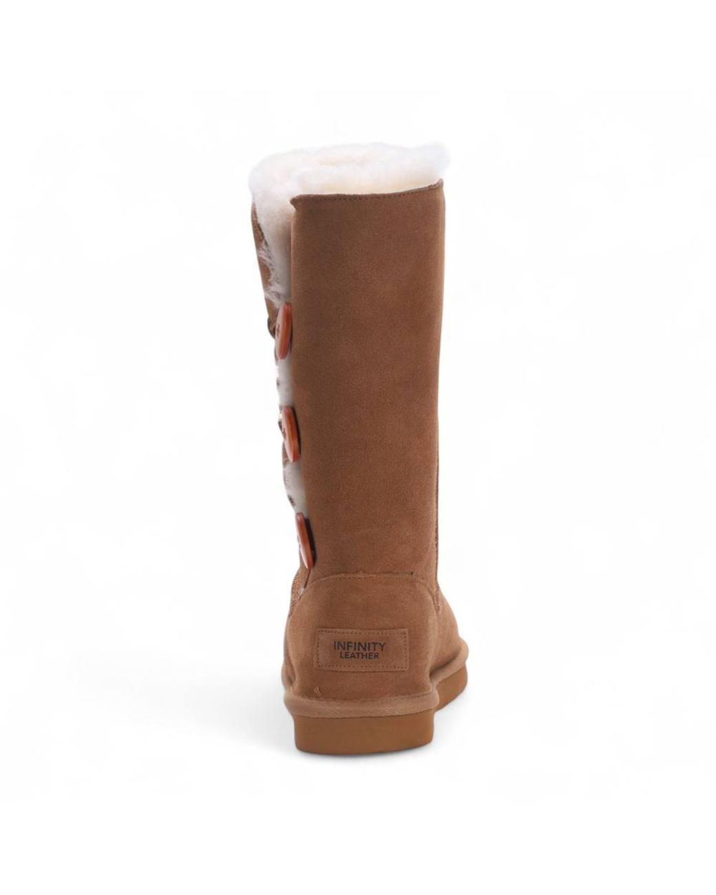 Infinity Leather Brown Sheepskin Suede Button Warm Winter Calf Boots