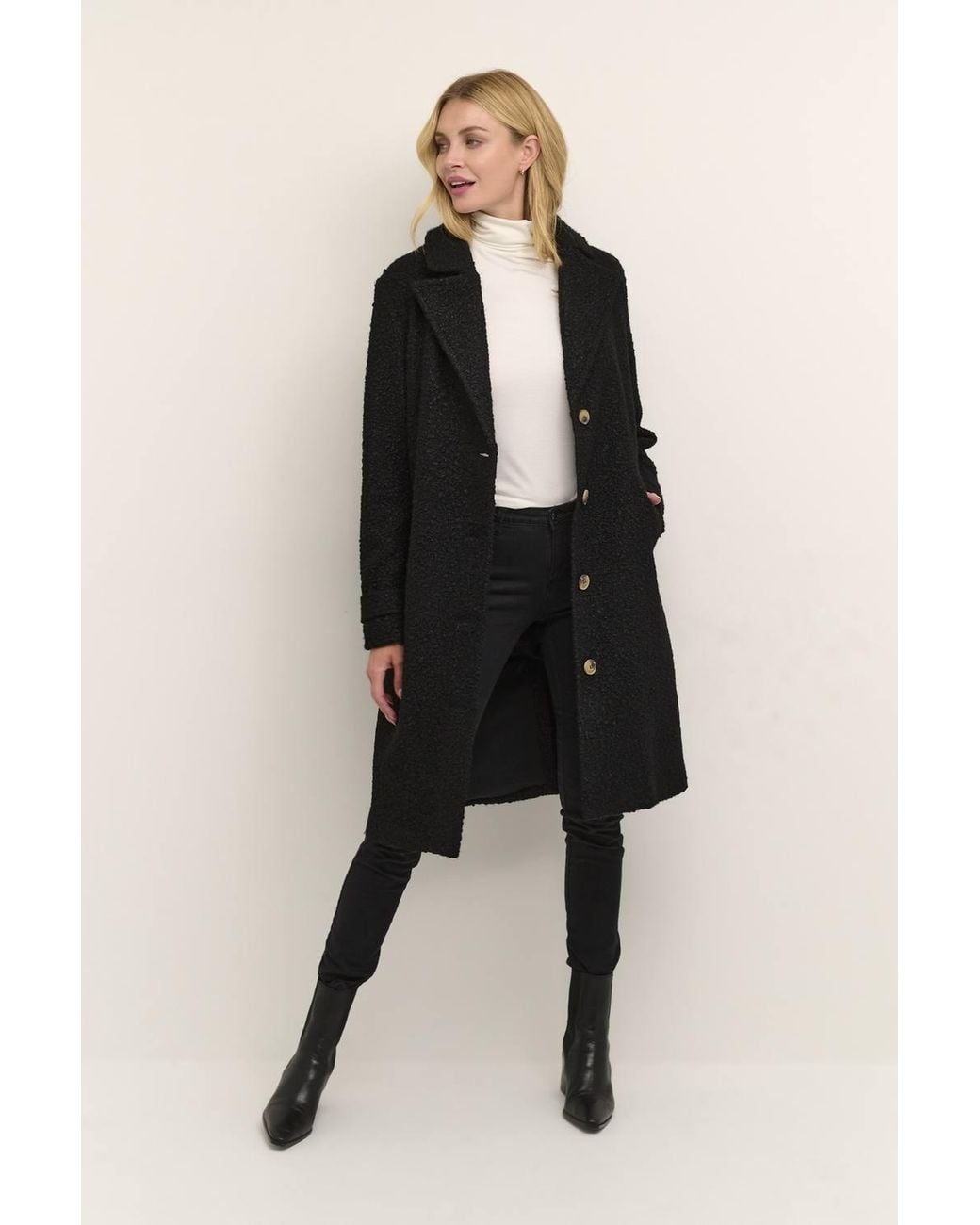 Kaffe Black Anne Knee-Length Coat