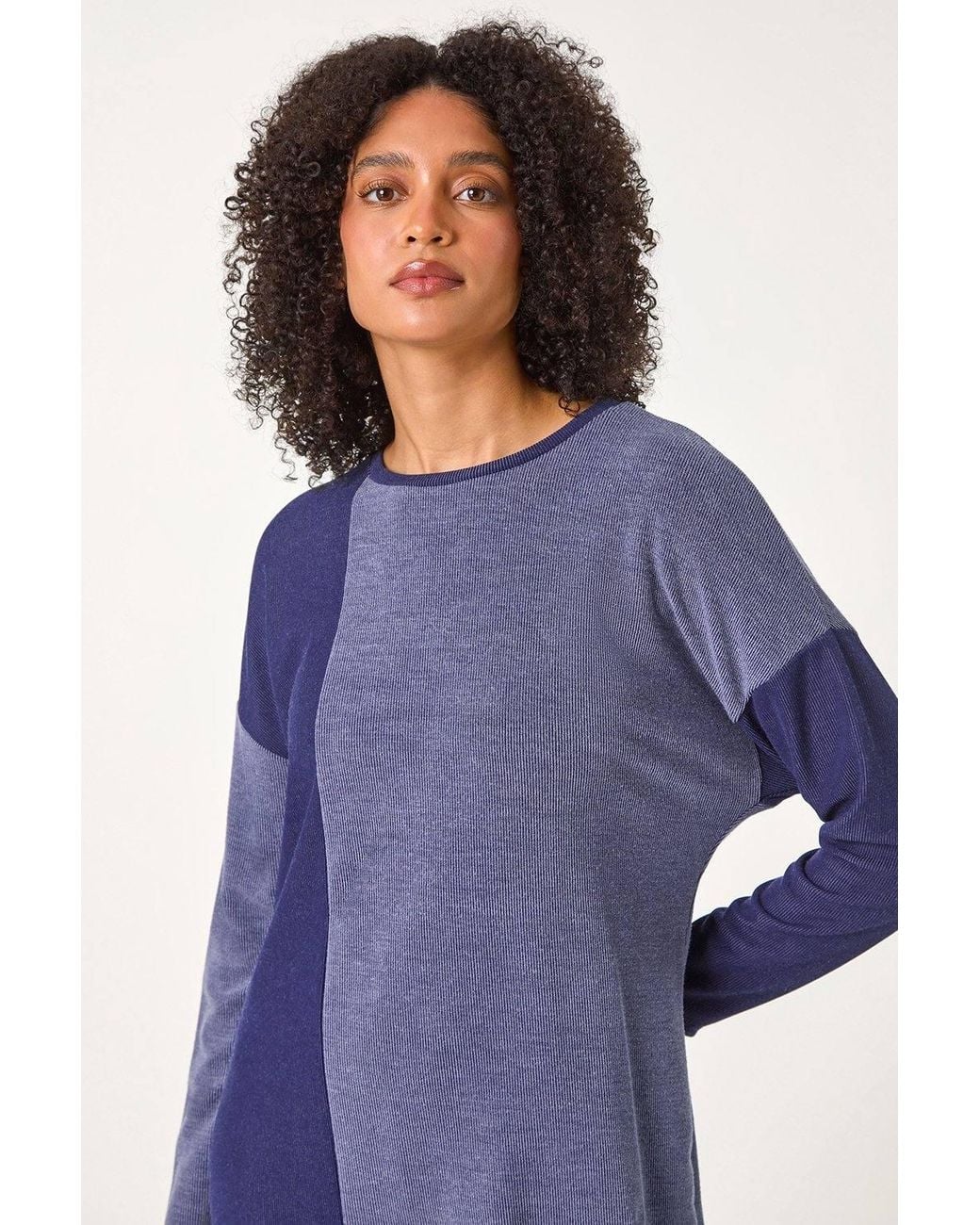 Roman Blue Colour Block Stretch Jumper Dress