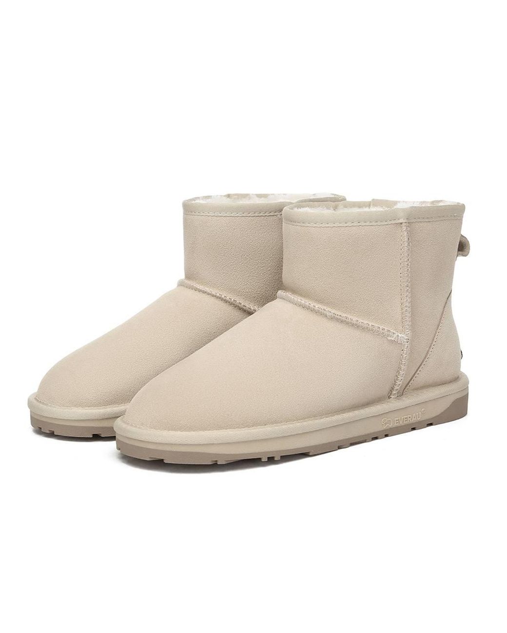 EverAu Australia Natural Real Sheepskin Mini Classic Boots W/ Tpr Sole