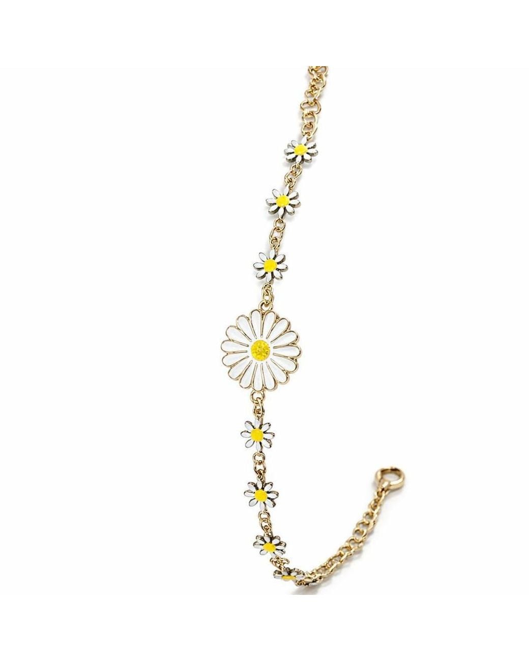 The Colourful Aura Metallic Sun Flower Charms Summer Indie Boho Daisy Floral Adjustable Bracelet