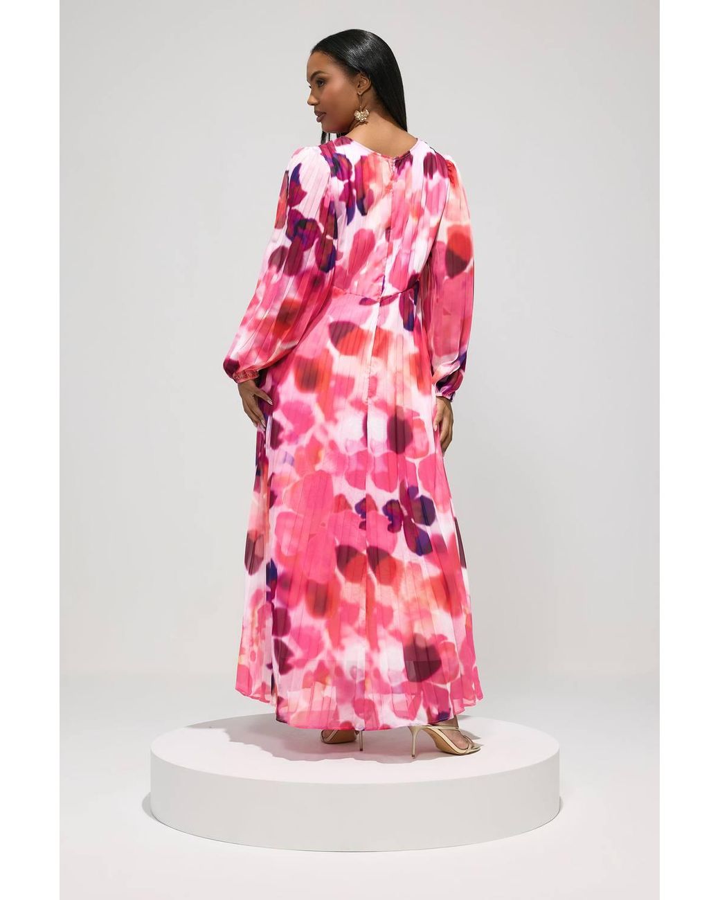 Yours Pink Abstract Pleated Maxi Dress