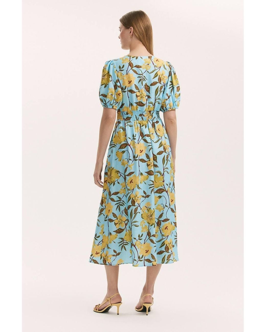 Finery London Green Addison Floral Crepe Midi Dress