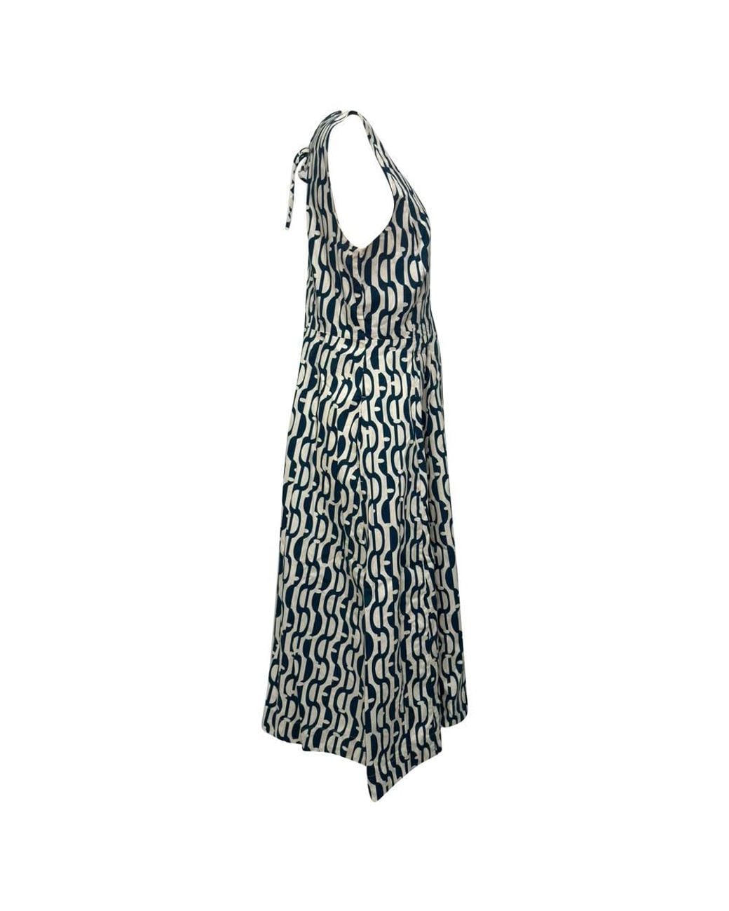 Max Mara Black Preloved Geometric Print Midi Dress