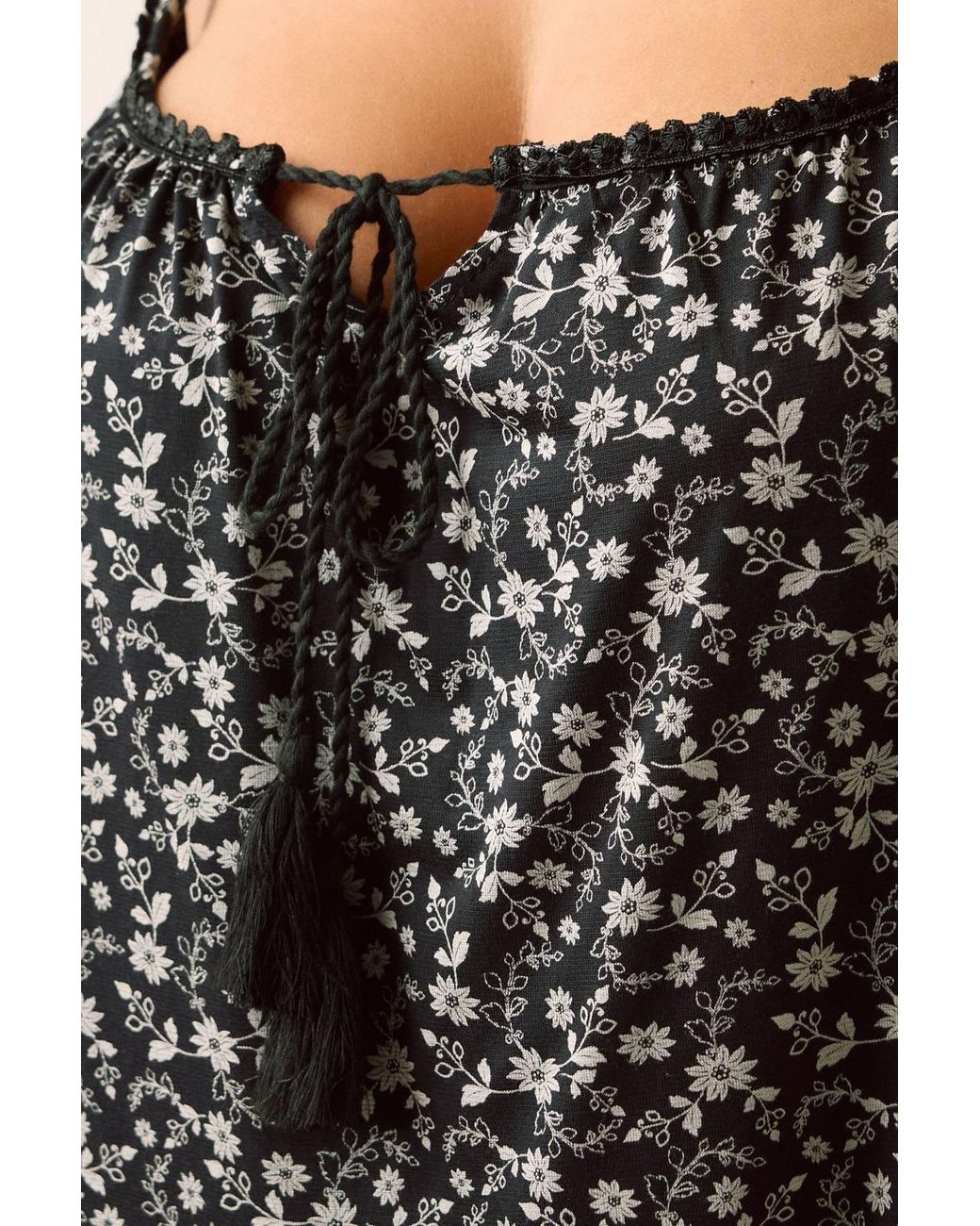 Yours Black Floral Tie Vest Top